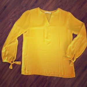 Canary Yellow Blouse with Tie Sleeves